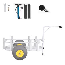 Beach Fishing Cart, 200 lbs Load Capacity, Fishing Cart Wagon with Heavy-Duty Carbon Steel Frame, 13-Inch All-Terrain PU Balloon Tires, 7 Rod Hol