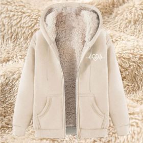 Men's Fleece Hoodie With Fleece Lining, Thick And Warm For Winter, Lamb Fleece For Autumn And Winter (Option: 21 Apricot-L)