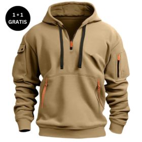 Dropped Shoulder Hooded Sweatshirt Men's Women's Plus Size Loose Pullover Fashion Sweatshirt (Option: Khaki-L-2pcs)