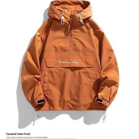 Half Zipper Pullover Men's Spring And Autumn New Hooded Fir Sweater (Option: Orange Red-3XL)