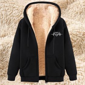 Men's Fleece Hoodie With Fleece Lining, Thick And Warm For Winter, Lamb Fleece For Autumn And Winter (Option: 21 Black-3XL)