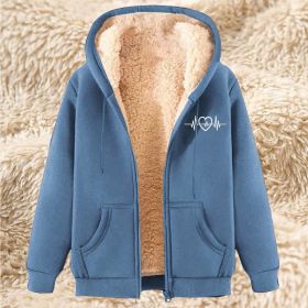 Men's Fleece Hoodie With Fleece Lining, Thick And Warm For Winter, Lamb Fleece For Autumn And Winter (Option: 21 Light Blue-3XL)