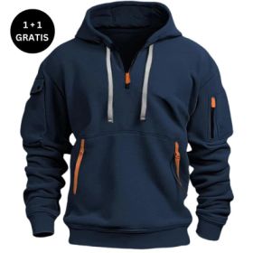 Dropped Shoulder Hooded Sweatshirt Men's Women's Plus Size Loose Pullover Fashion Sweatshirt (Option: Navy Blue-3XL-2pcs)