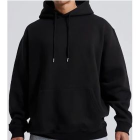 Men's Solid Color Hooded Jumper (Option: Black-XL)