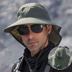 Wide Brim Sun Screen Hat With Neck Flap; Adjustable Waterproof Quick-drying Outdoor Hiking Fishing Cap For Men Women (Color: BLACK)