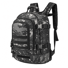 Military Outdoor Backpack Expandable Backpack Tactical Daypack With Waist Strap for Hiking Hunting Outdoor (Color: BLACK Camo)