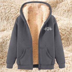 Men's Fleece Hoodie With Fleece Lining, Thick And Warm For Winter, Lamb Fleece For Autumn And Winter (Option: 22 Dark Gray-4XL)