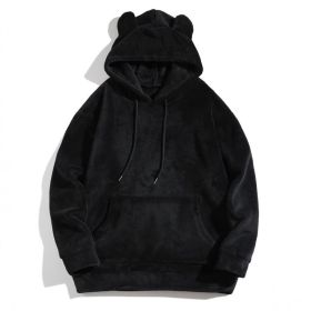 Men's Casual Cool Fashion Sweater Coral Fleece Jacket (Option: Black-M)