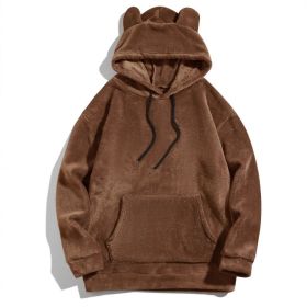 Men's Casual Cool Fashion Sweater Coral Fleece Jacket (Option: Camel-M)