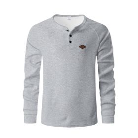 Waffle Buckle Quick-drying Raglan Henry Long Sleeve (Option: Light Gray-M)