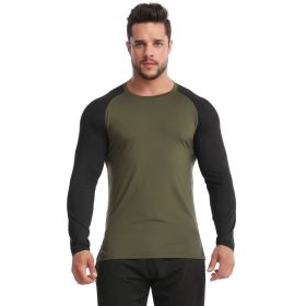 Fitness Clothes Men's High Elastic Breathability PRO Quick-drying (Option: Army Green Black-M-1pcs)
