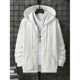 Men's Plus-sized Casual Hooded Sweater (Option: White-6XL)