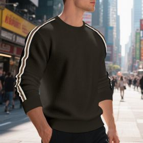 Casual Men's Loose Round Neck Sweater Thin (Option: Brown-XL)
