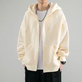 Men's Fashionable Loose All-match Zipper Cardigan Sweater Coat (Option: Apricot-XL)