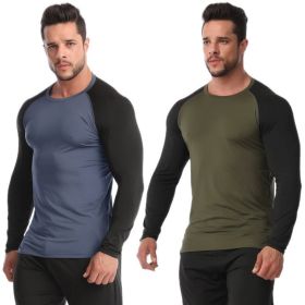 Fitness Clothes Men's High Elastic Breathability PRO Quick-drying (Option: Green and black-M-2pcs)